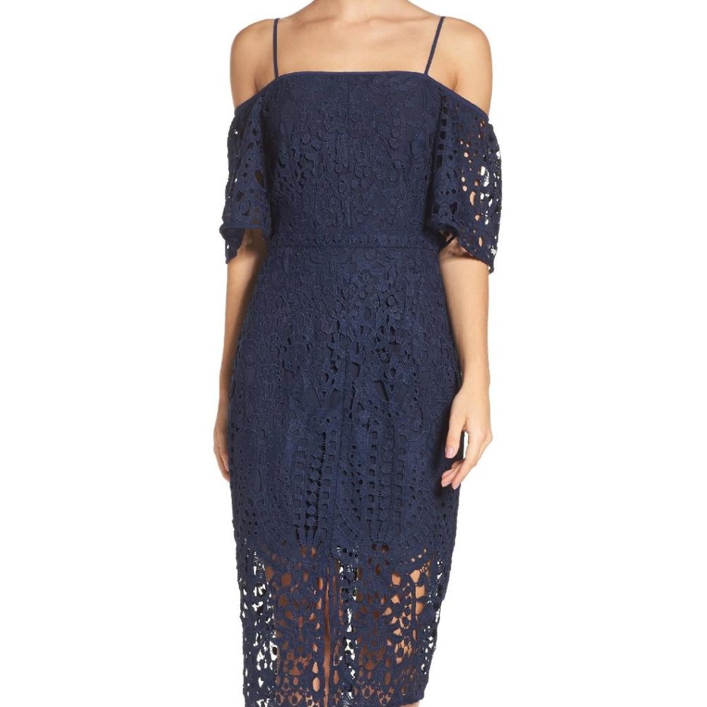 Chelse28 Cold Shoulder Lace Cocktail Dress